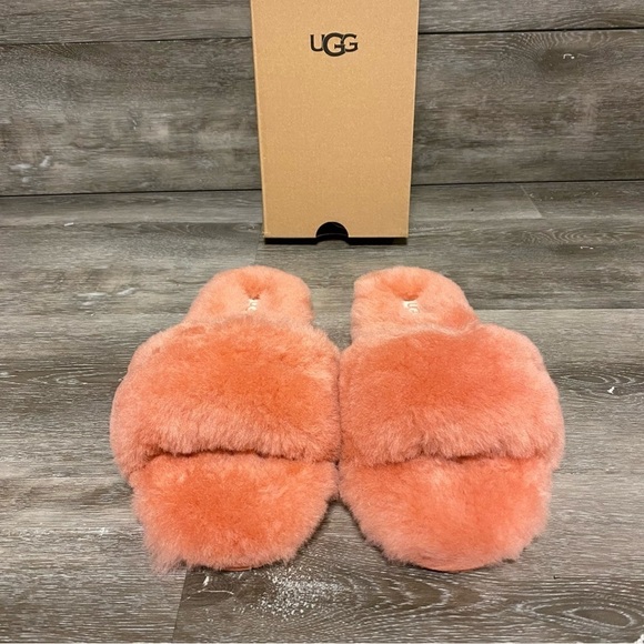 UGG | Fluff Slide II Slipper In Clay Pot Salmon Color NEW - Picture 3 of 10